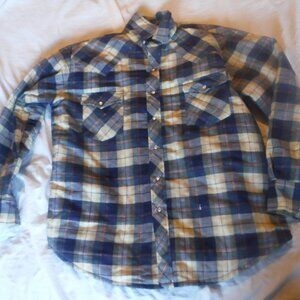 Sheplers Flannel Jacket mens Size Large Pearl Snap Pre Owned